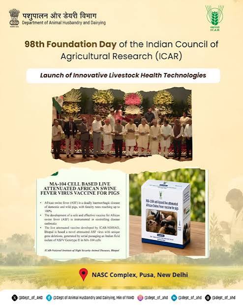 India Unveils First Indigenous MA-104 Cell-Based Live Attenuated African Swine Fever Vaccine