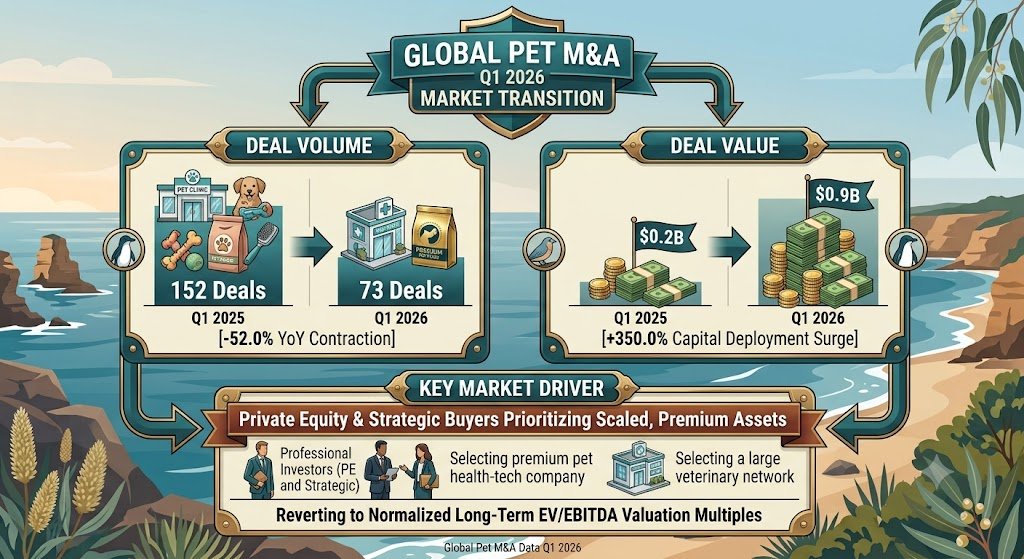 Pet M&A Analysis Q1 2026: Deal Vol Plunges 52%, Transaction Capital Soars 350%