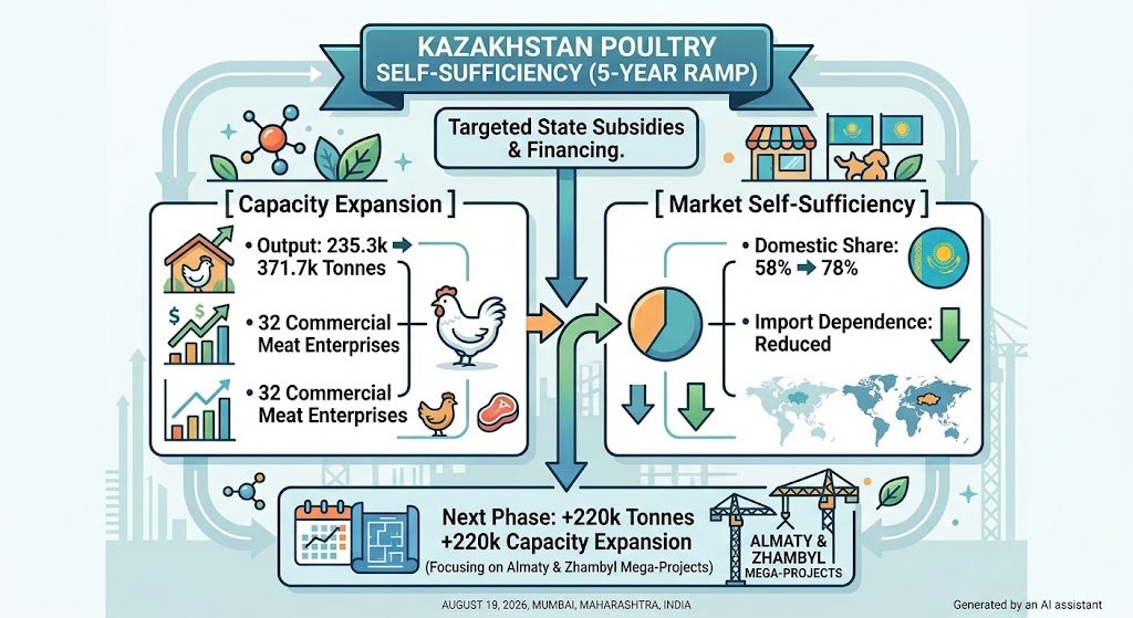 Kazakhstan’s Poultry Output Surges 58% Over Five-Year Trajectory