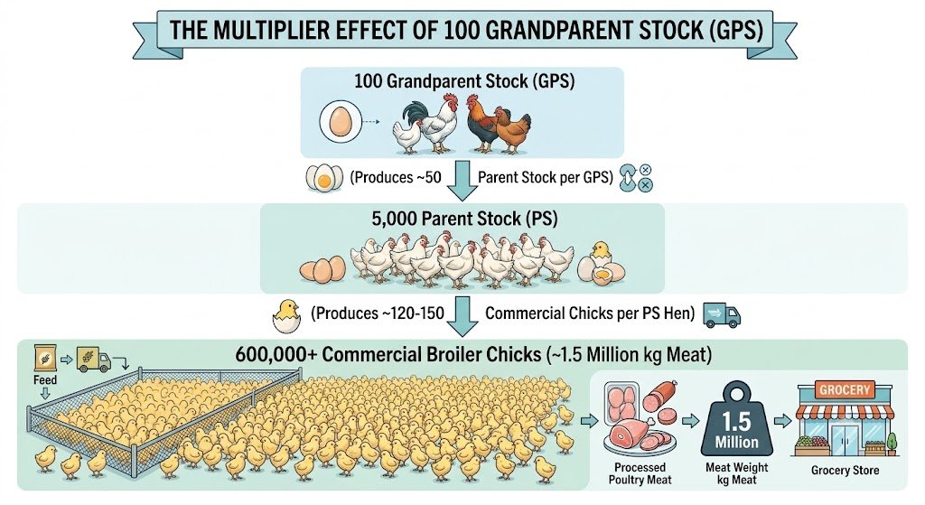 Multiplier Effect from 100 GrandParents Stock